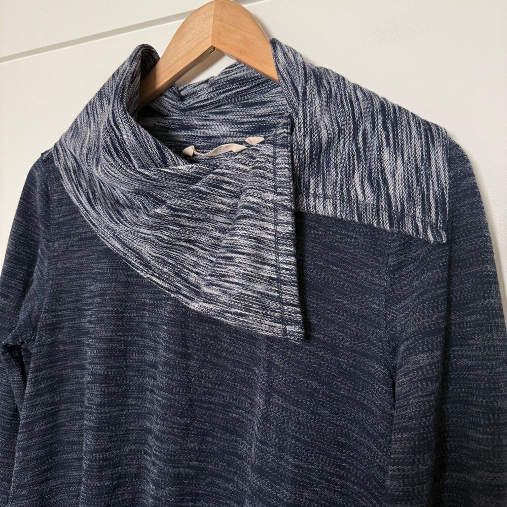 Soft Surroundings Sweater Womens Sz S Marled Blue Split Cowl Neck Comfy Soft - Picture 3 of 11